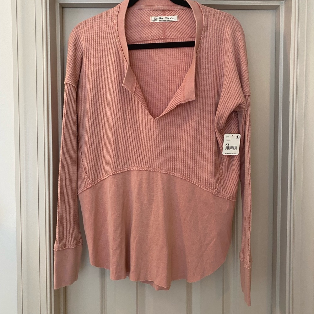 NWT Free People Blush Waffle Knit Coquette Top